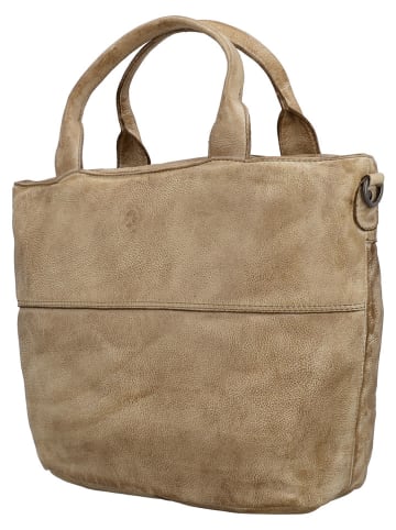 HIDE & STITCHES Leren schoudertas beige - (B)39 x (H)27 x (D)12 cm