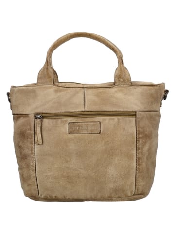 HIDE & STITCHES Leder-Schultertasche in Beige - (B)39 x (H)27 x (T)12 cm
