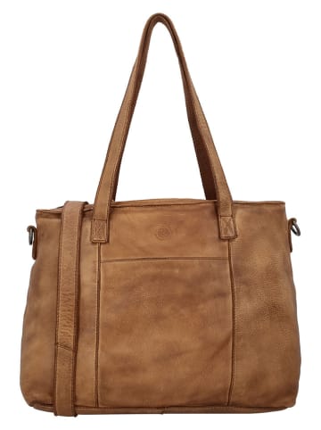 HIDE & STITCHES Leren schoudertas lichtbruin - (B)34 x (H)26 x (D)13 cm