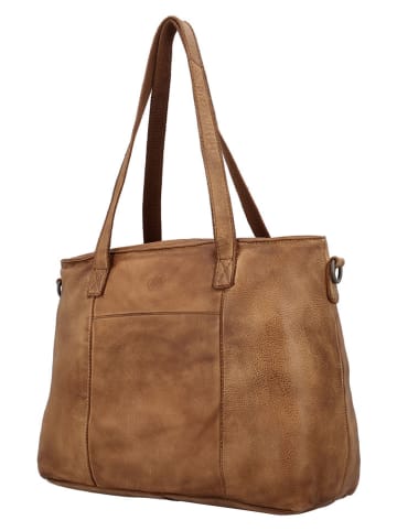 HIDE & STITCHES Leren schoudertas lichtbruin - (B)34 x (H)26 x (D)13 cm