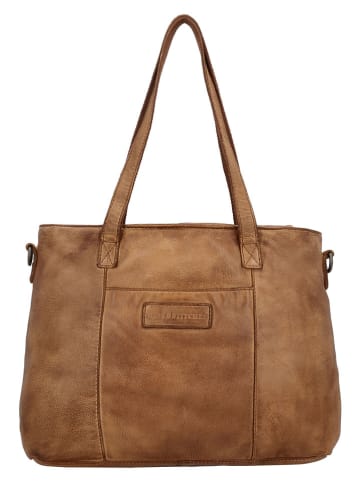 HIDE & STITCHES Leder-Schultertasche in Hellbraun - (B)34 x (H)26 x (T)13 cm