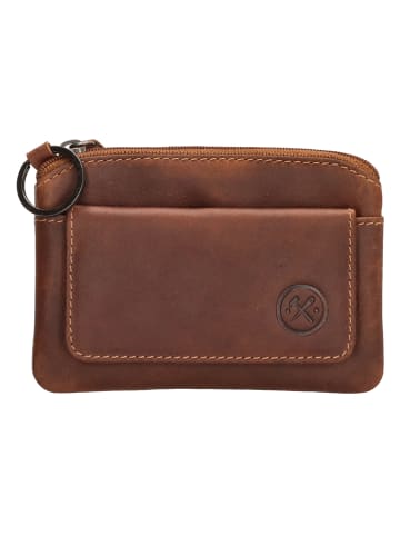 HIDE & STITCHES Leder-Schlüsseletui in Cognac - (B)11 x (H)8 x (T)0,5 cm