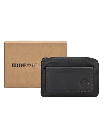 HIDE & STITCHES Leder-Schlüsseletui in Schwarz - (B)11 x (H)8 x (T)0,5 cm
