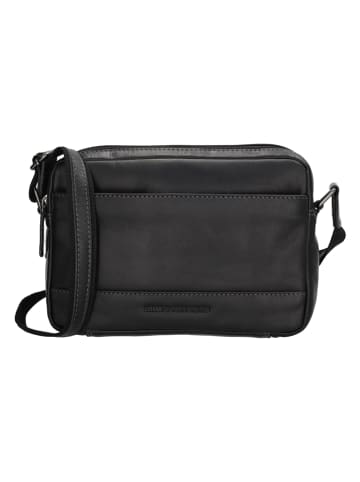 HIDE & STITCHES Leder-Umhängetasche in Schwarz - (B)16 x (H)23,5 x (T)8 cm