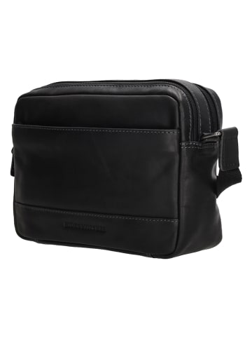 HIDE & STITCHES Leren schoudertas zwart - (B)16 x (H)23,5 x (D)8 cm