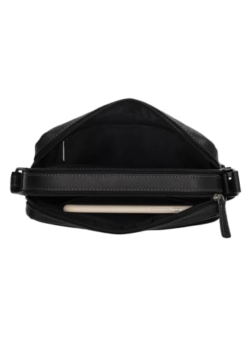 HIDE & STITCHES Leder-Umhängetasche in Schwarz - (B)16 x (H)23,5 x (T)8 cm