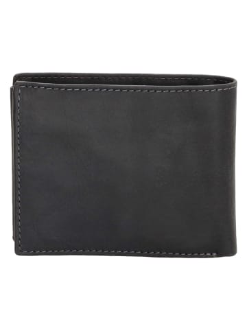 HIDE & STITCHES Leren portemonnee zwart - (B)8,5 x (H)10 x (D)1,5 cm