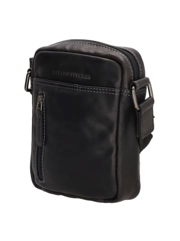 HIDE & STITCHES Leder-Umhängetasche in Schwarz - (B)14,5 x (H)18 x (T)5,5 cm