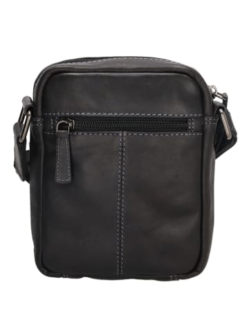 HIDE & STITCHES Leder-Umhängetasche in Schwarz - (B)14,5 x (H)18 x (T)5,5 cm