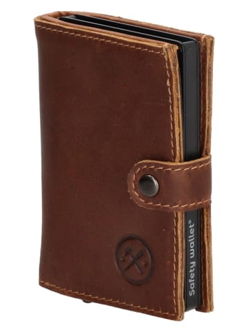 HIDE & STITCHES Leder-Geldbörse in Cognac - (B)7 x (H)10 x (T)1,5 cm