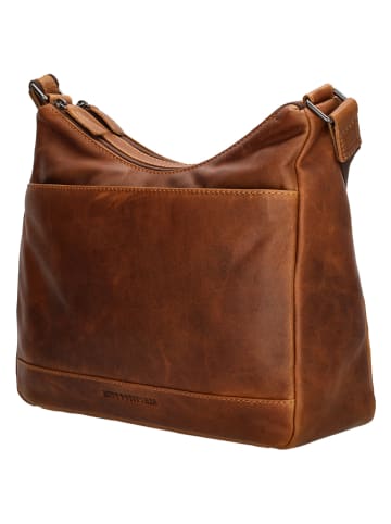 HIDE & STITCHES Leder-Umhängetasche in Hellbraun - (B)31 x (H)21 x (T)9 cm