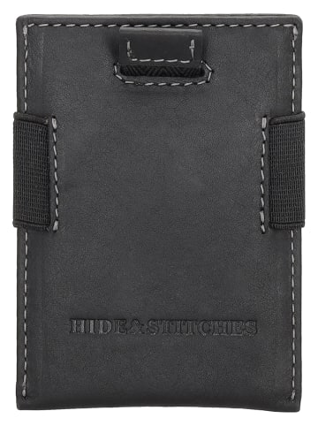 HIDE & STITCHES Leren kaartetui "Japura" zwart - (B)7 x (H)9,5 x (D)0,5 cm
