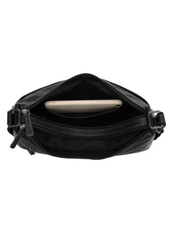 HIDE & STITCHES Leder-Umhängetasche in Schwarz - (B)21 x (H)31 x (T)9 cm