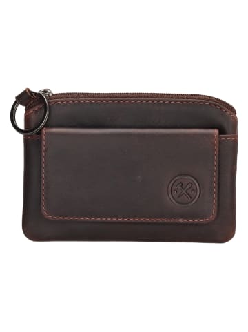 HIDE & STITCHES Leder-Schlüsseletui in Dunkelbraun - (B)11 x (H)8 x (T)0,5 cm