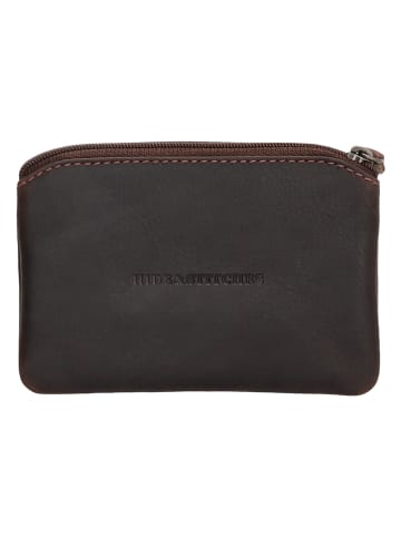 HIDE & STITCHES Skórzane etui w kolorze ciemnobrązowym na klucze - 11 x 8 x 0,5 cm