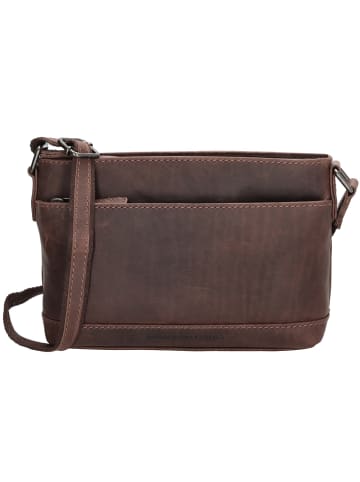 HIDE & STITCHES Leren schoudertas bruin - (B)21,5 x (H)14 x (D)6,5 cm