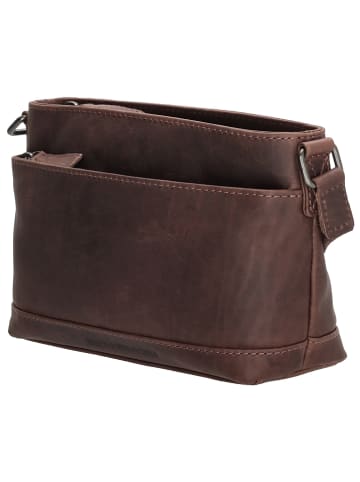 HIDE & STITCHES Leder-Umhängetasche in Braun - (B)21,5 x (H)14 x (T)6,5 cm