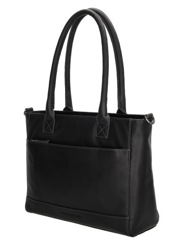 HIDE & STITCHES Leder-Schultertasche "Japura" in Schwarz - (B)31 x (H)24 x (T)8 cm