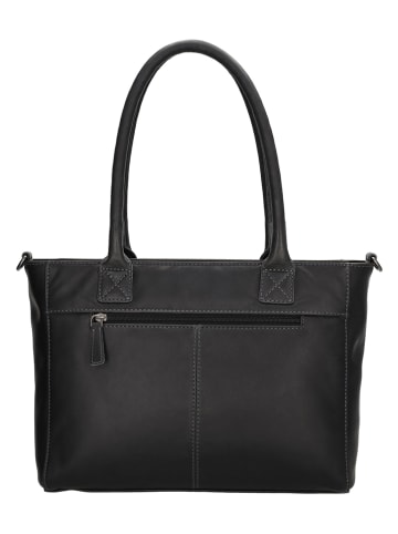 HIDE & STITCHES Leren schoudertas "Japura" zwart - (B)31 x (H)24 x (D)8 cm