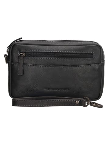 HIDE & STITCHES Leder-Clutch in Schwarz - (B)22 x (H)14 x (T)4 cm