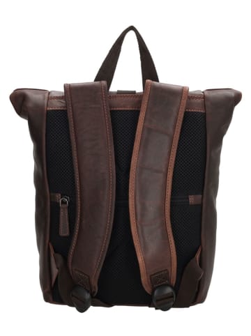 HIDE & STITCHES Leder-Rucksack "Japura" in Dunkelbraun - (B)24 x (H)33 x (T)10 cm