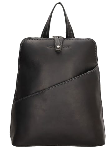HIDE & STITCHES Leder-Rucksack in Schwarz - (B)24 x (H)29 x (T)10 cm