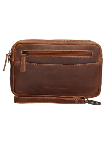 HIDE & STITCHES Leder-Clutch in Hellbraun - (B)22 x (H)14 x (T)4 cm