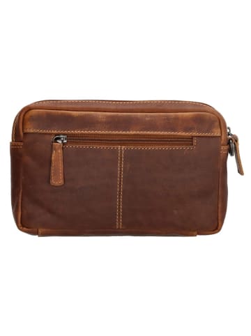 HIDE & STITCHES Leder-Clutch in Hellbraun - (B)22 x (H)14 x (T)4 cm