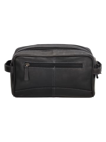HIDE & STITCHES Leder-Kosmetiktasche in Schwarz  - (B)25 x (H)15 x (T)8,5 cm