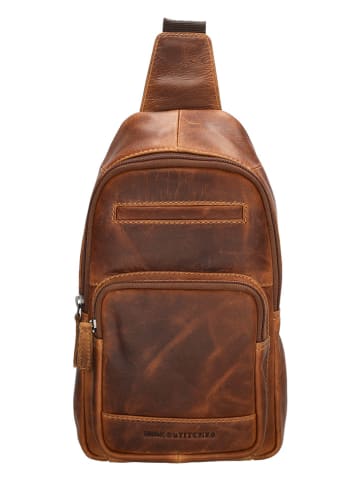 HIDE & STITCHES Leder-Brustbeutel in Hellbraun - (B)16 x (H)29 x (T)5 cm