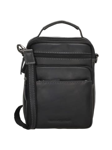 HIDE & STITCHES Leder-Umhängetasche in Schwarz - (B)18 x (H)23 x (T)8 cm