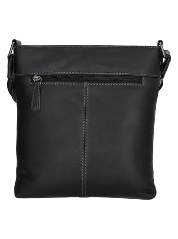 HIDE & STITCHES Leder-Umhängetasche "Japura" in Schwarz - (B)22 x (H)27 x (T)2 cm