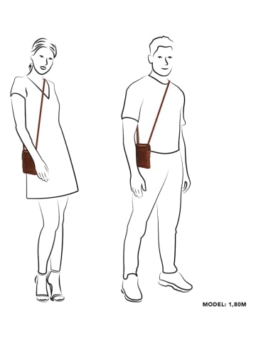 HIDE & STITCHES Leren schoudertas lichtbruin - (B)13 x (H)18 x (D)4 cm