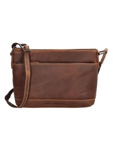 HIDE & STITCHES Leder-Umhängetasche in Cognac - (B)21,5 x (H)14 x (T)6,5 cm