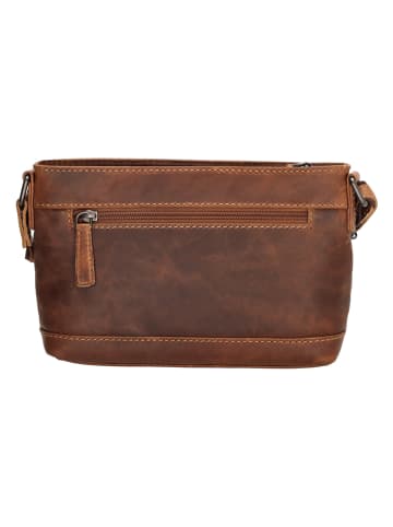 HIDE & STITCHES Leder-Umhängetasche in Cognac - (B)21,5 x (H)14 x (T)6,5 cm