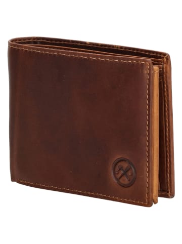 HIDE & STITCHES Leder-Geldbörse in Cognac - (B)11,5 x (H)9 x (T)2 cm