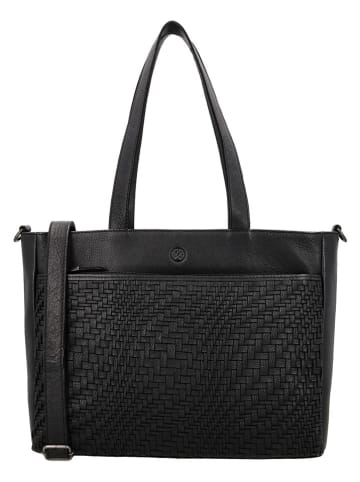 HIDE & STITCHES Leren schoudertas zwart - (B)35 x (H)24 x (D)10 cm