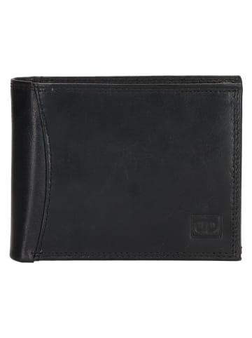 DOUBLE-D Leren portemonnee zwart - (B)12 x (H)9 x (D)2 cm