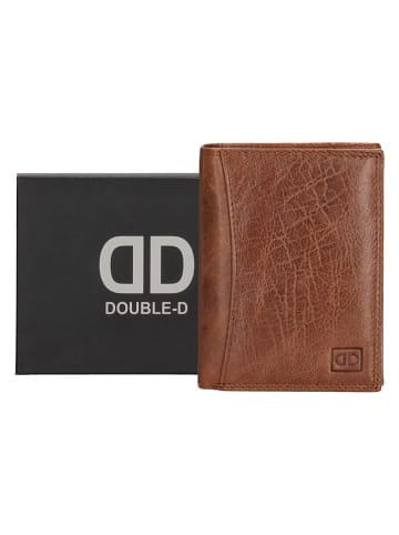 DOUBLE-D Leren portemonnee lichtbruin - (B)9 x (H)12 x (D)2 cm