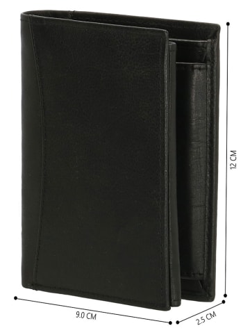 HIDE & STITCHES Leder-Geldbörse in Schwarz - (B)9 x (H)12 x (T)2 cm