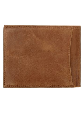 DOUBLE-D Leder-Geldbörse in Hellbraun - (B)12 x (H)9 x (T)2 cm