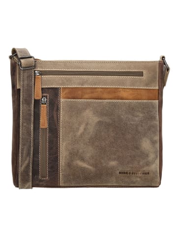 HIDE & STITCHES Leder-Umhängetasche in Hellbraun/ Braun - (B)29 x (H)25 x (T)8 cm