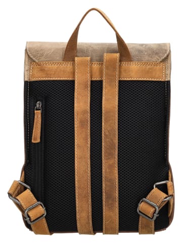 HIDE & STITCHES Leren rugzak lichtbruin/beige - (B)24 x (H)32 x (D)10 cm