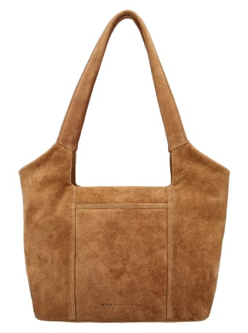 HIDE & STITCHES Leren schoudertas "Brazos" lichtbruin - (B)38 x (H)23 x (D)11 cm