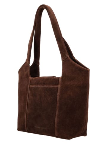 HIDE & STITCHES Leder-Schultertasche "Brazos" in Braun - (B)38 x (H)23 x (T)11 cm