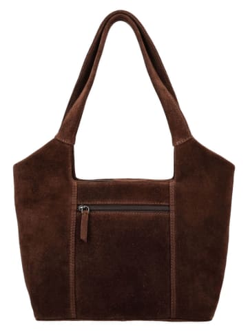 HIDE & STITCHES Leder-Schultertasche "Brazos" in Braun - (B)38 x (H)23 x (T)11 cm