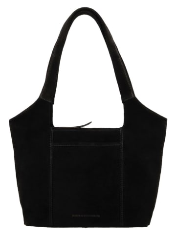 HIDE & STITCHES Leder-Schultertasche "Brazos" in Schwarz - (B)38 x (H)23 x (T)11 cm