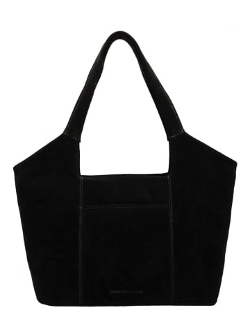 HIDE & STITCHES Leder-Schultertasche "Brazos" in Schwarz - (B)38 x (H)23 x (T)11 cm