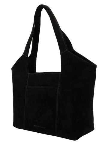 HIDE & STITCHES Leder-Schultertasche "Brazos" in Schwarz - (B)38 x (H)23 x (T)11 cm