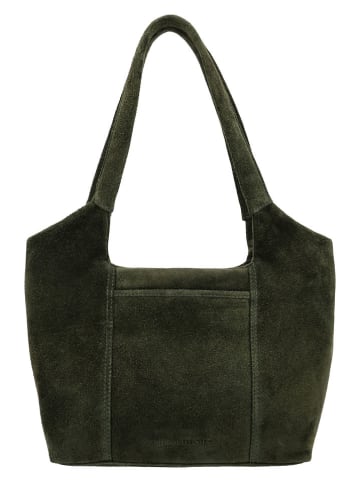 HIDE & STITCHES Leren schoudertas "Brazos" olijfgroen - (B)38 x (H)23 x (D)11 cm